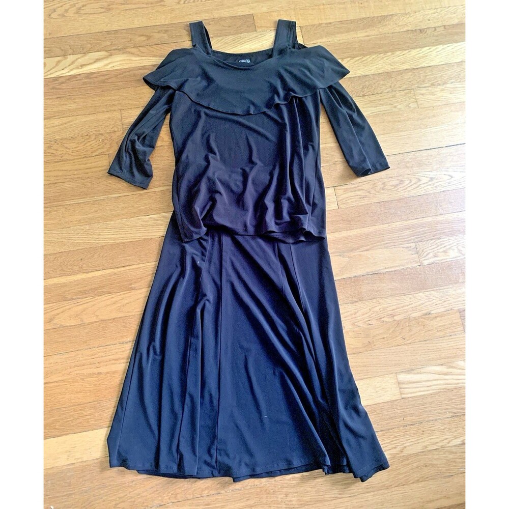 Clara Sun Woo 2-Pc Top & Skirt Women XS Black Silky Crop Y2K Outfit